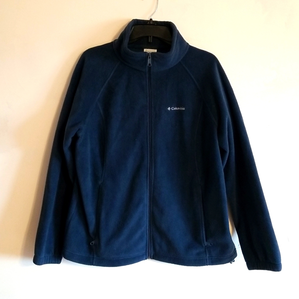 Columbia Fleece Navy Blue Quarter Jacket - Picture 1 of 3